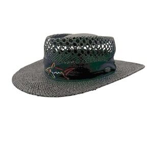 Greg Norman Men's Black Straw Sun Hat Fedora Style OS Golf Resort Beach Vacation